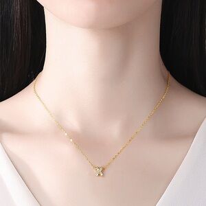 18k Gold Plated Crystal Cross Necklace Hypoallergenic NWT s925